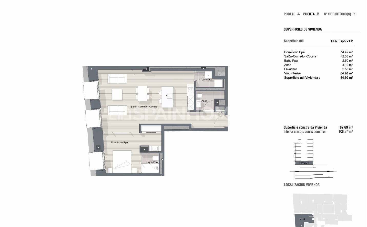 Appartamento a Barcelona, Spagna 1 camera da letto, 64 mq. N° 142679