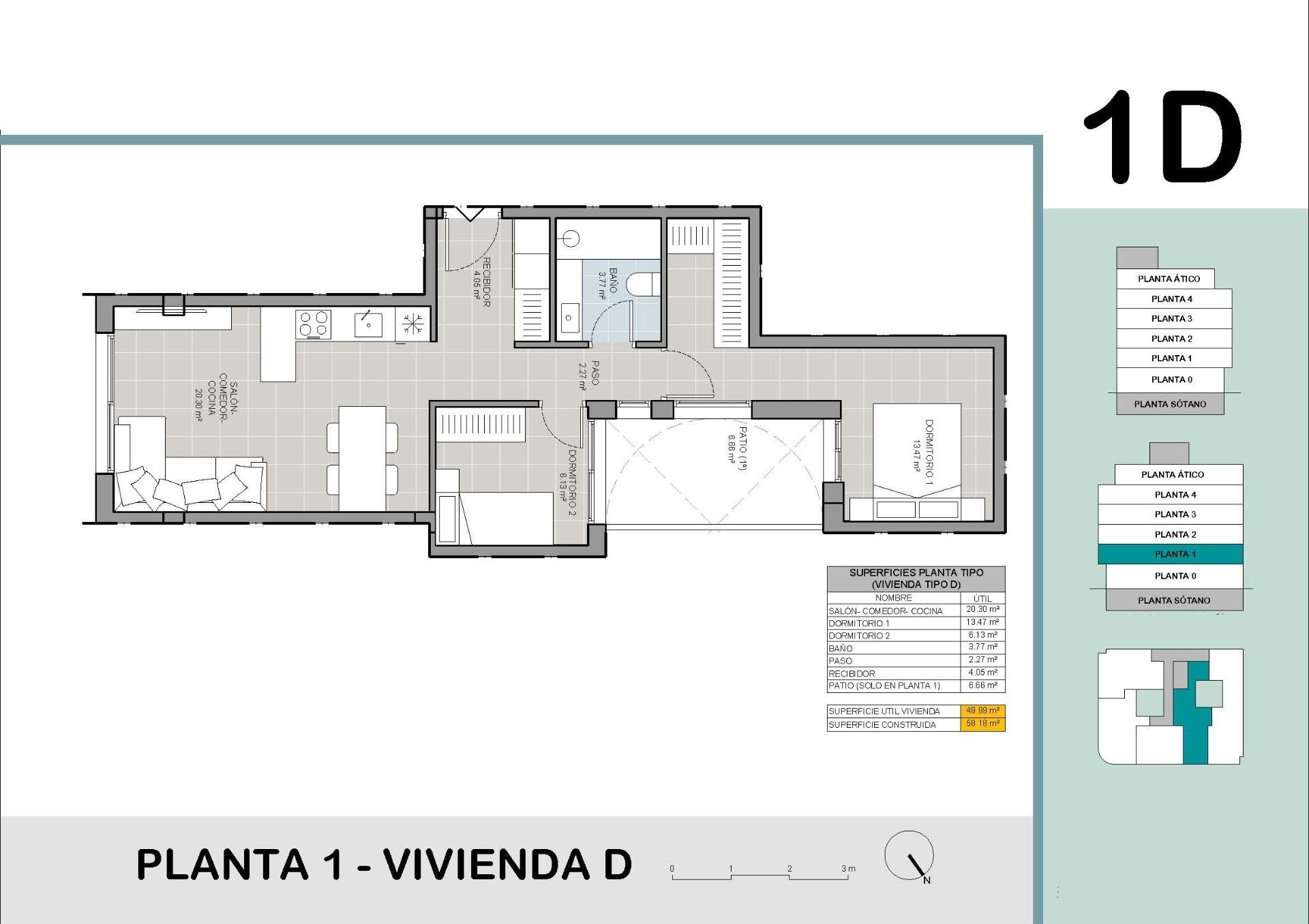 Apartment in Torrevieja, Alicante, Spain 2 bedrooms, 58 sq.m. No. 133911
