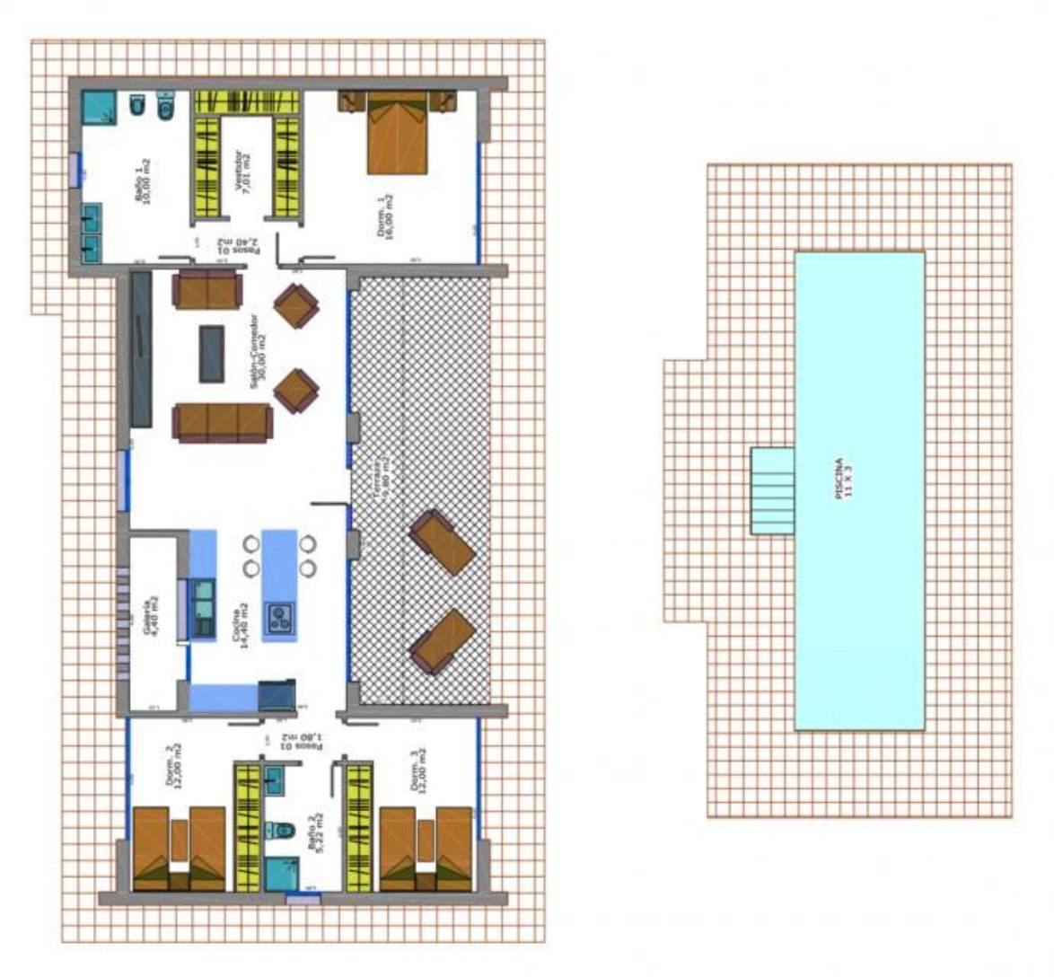 Villa i Pinoso, Alicante, Spanien 3 sovrum, 150 kvm. Nr. 81050