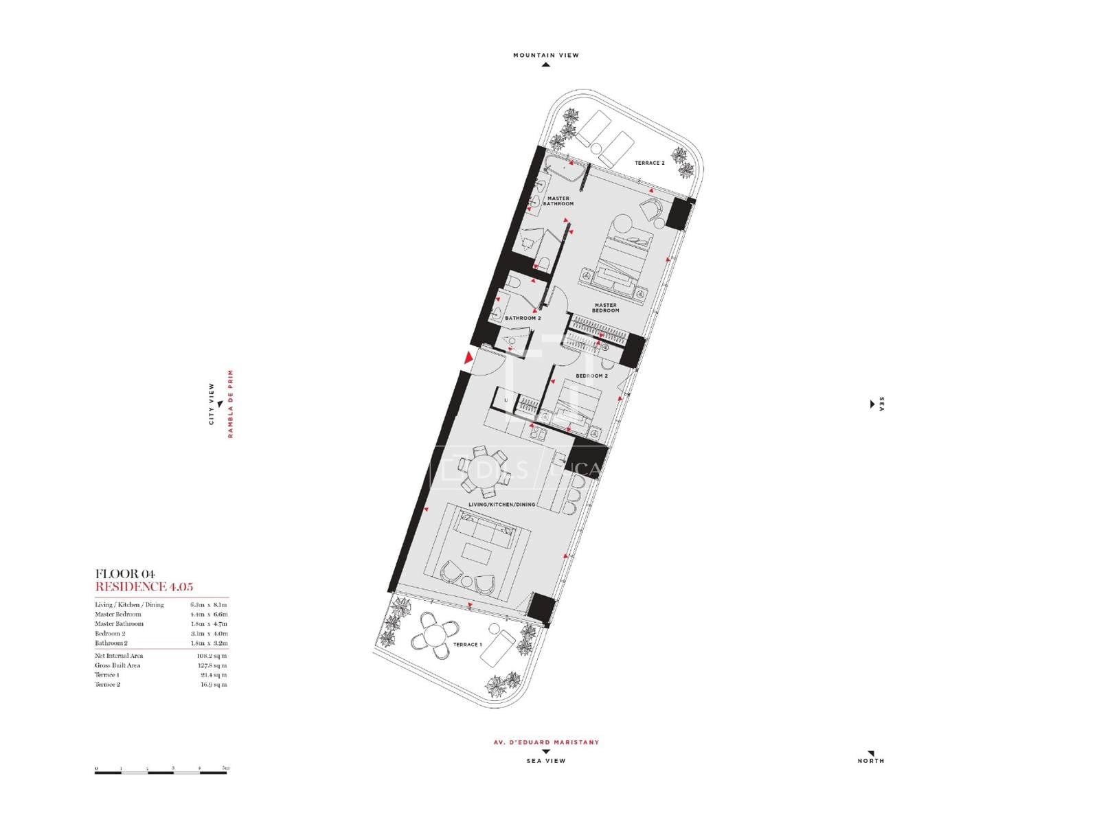 Apartment à Barcelona, Espagne 2 chambres, 128 m2 No. 150797