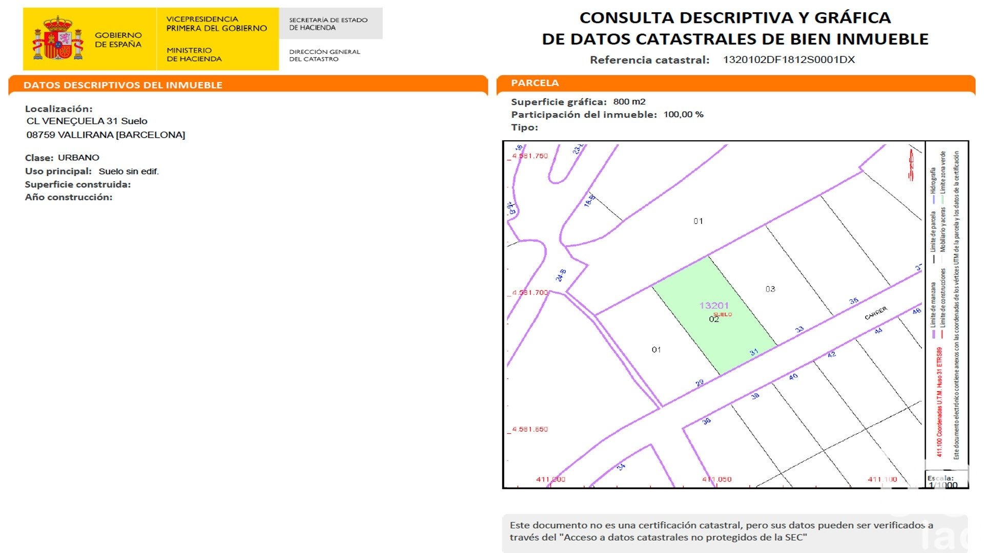 Land in Vallirana, Barcelona, Spanien 800 m2 Nr. 186088