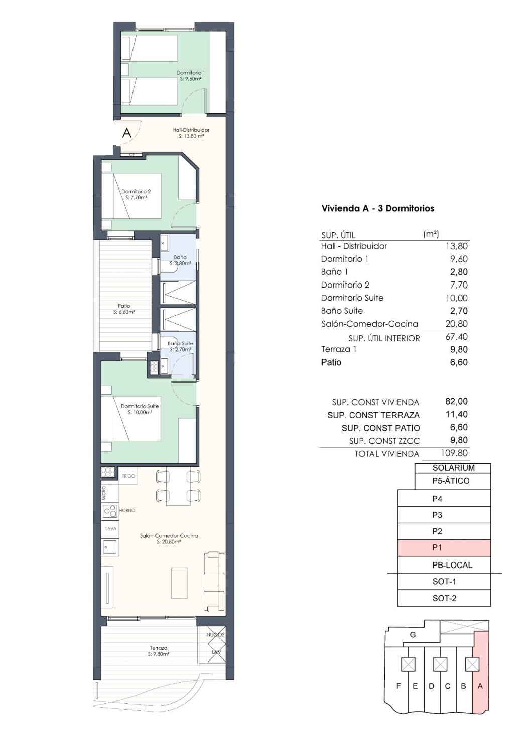 Квартира в Торревьеха, Аликанте, Испания 3 спальни, 102м2 №140617