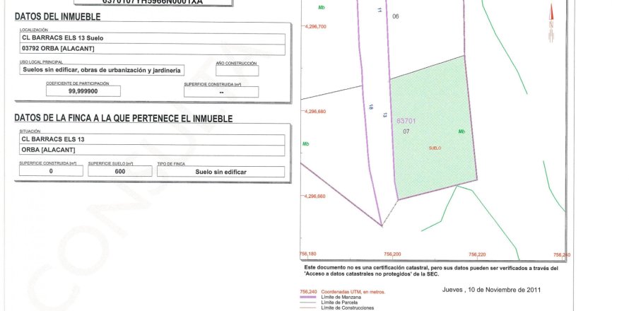 Land plot in Orba, Alicante, Spain No. 183963