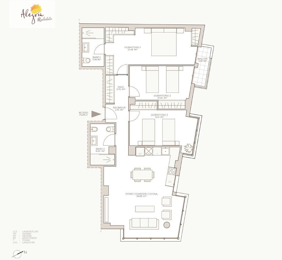 Apartment à Valencia, Espagne 3 chambres, 111.28 m2 No. 168018