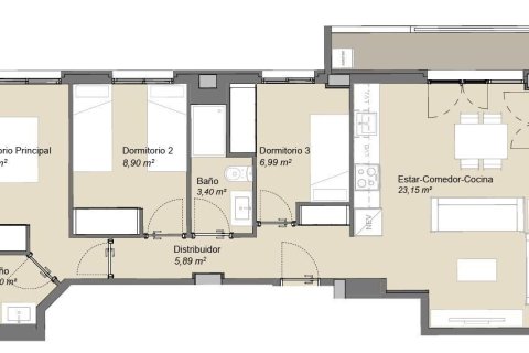 Wohnung zum Verkauf in Valencia, Spanien 1 Schlafzimmer, 83.7 m2 Nr. 147583 - Foto 2