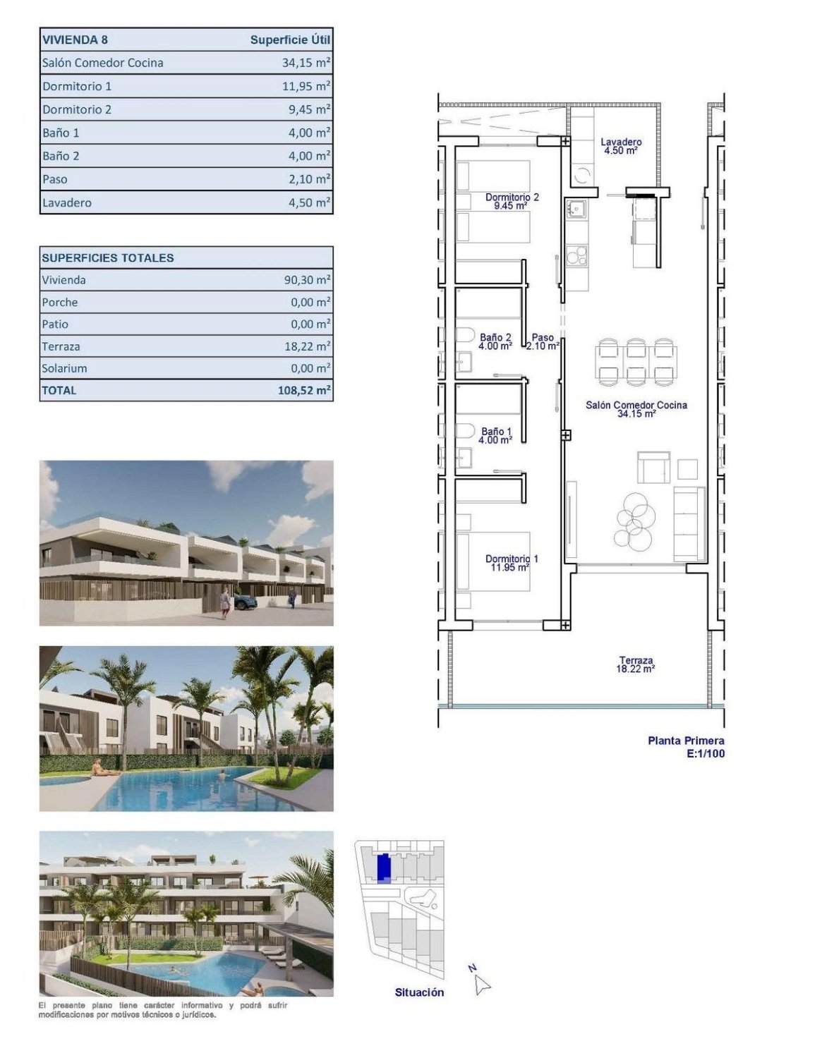 Wohnung in Pilar de la Horadada, Alicante, Spanien 2 Schlafzimmer, 90 m2 Nr. 161197