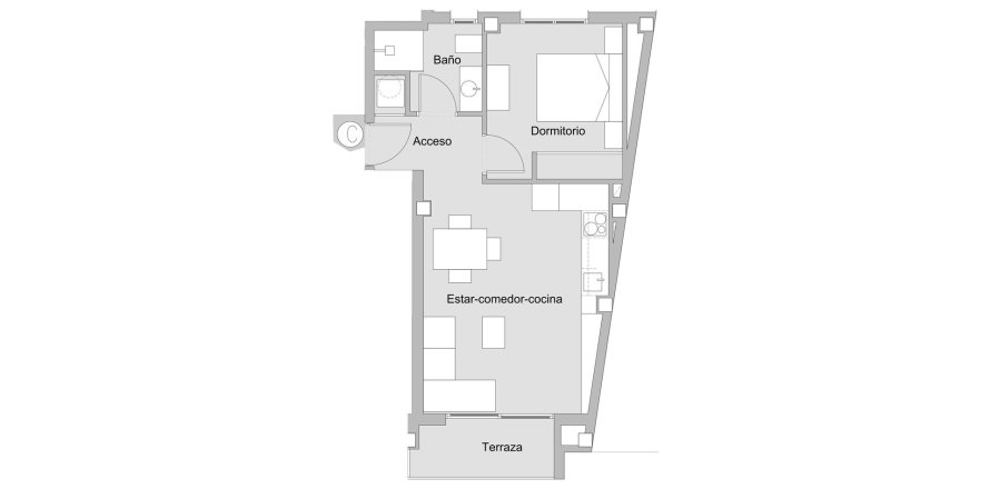 Apartment floor plan «1BR-2», 1 bedroom in ALEGRIA IV ALICANTE