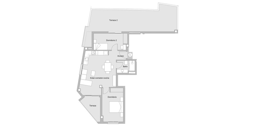 Apartment floor plan «2BR-1», 2 bedrooms in ALEGRIA IV ALICANTE