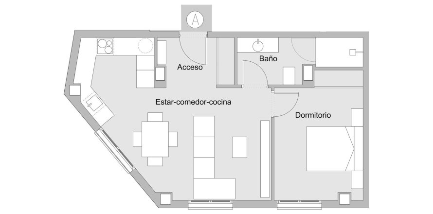 Apartment floor plan «1BR-1», 1 bedroom in ALEGRIA IV ALICANTE
