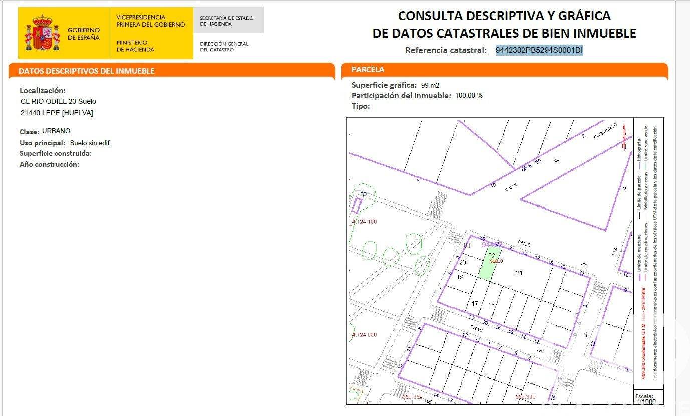 Parcela en Lepe, Huelva, España 99 m2 No. 185003