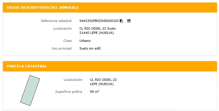 Parcela en Lepe, Huelva, España 99 m2 No. 185003