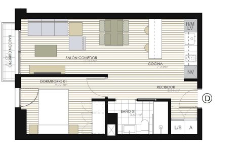 Dzīvoklis pārdošanā Valencia, Spānijā 1 istaba, 46 m2 Nr. 182509 - attēls 2