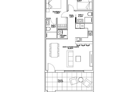 Bungalow till salu i Pilar de la Horadada, Alicante, Spanien 2 sovrum, 67 kvm. Nr. 171343 - foto 6