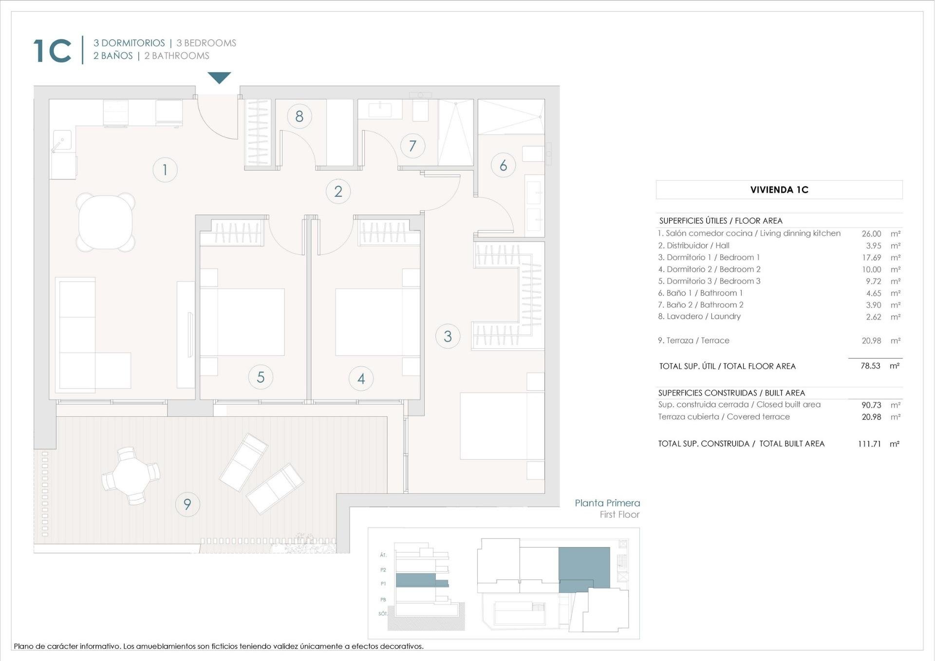 Apartment in Benijofar, Alicante, Spain 3 bedrooms, 90 sq.m. No. 151634