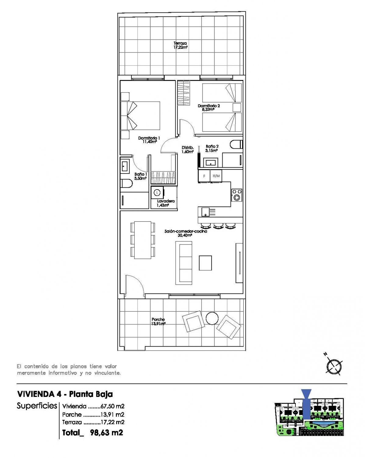 Bungalow à Pilar de la Horadada, Alicante, Espagne 2 chambres, 67 m2 No. 111143