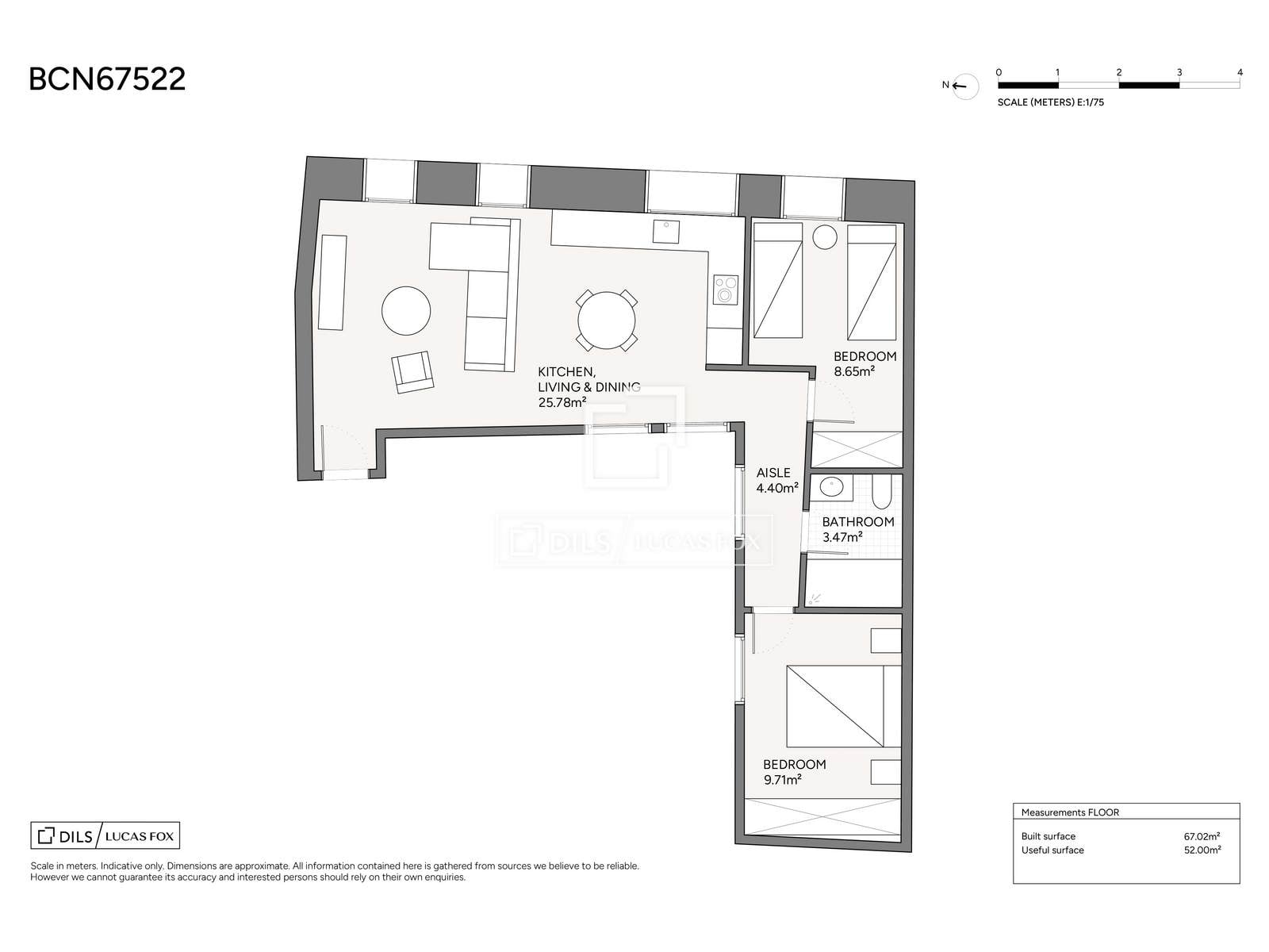 Wohnung in Barcelona, Spanien 2 Schlafzimmer, 67 m2 Nr. 161405