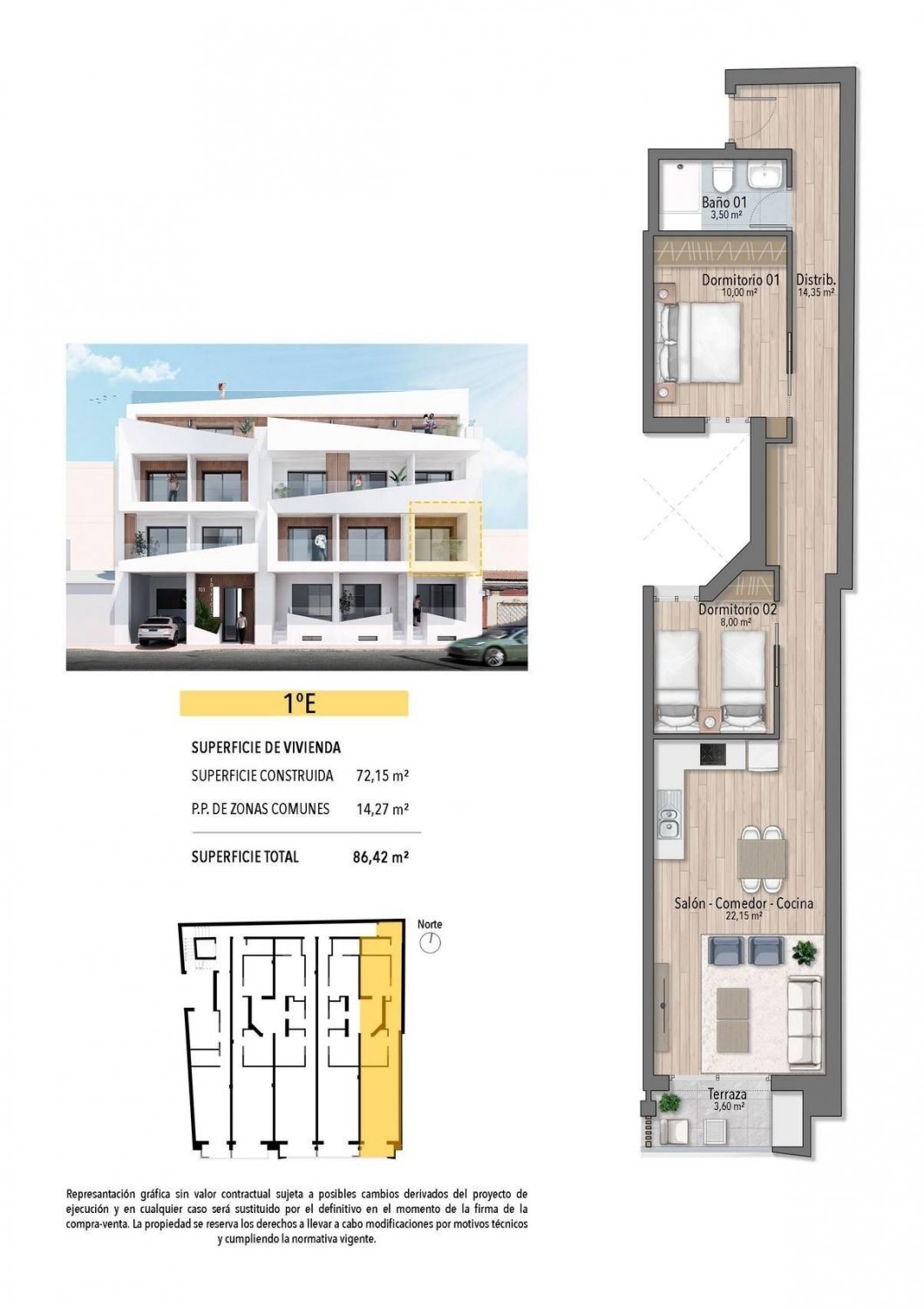 Huoneisto Torrevieja, Alicante, Espanja 2 makuuhuonetta, 74 m2 No. 112799