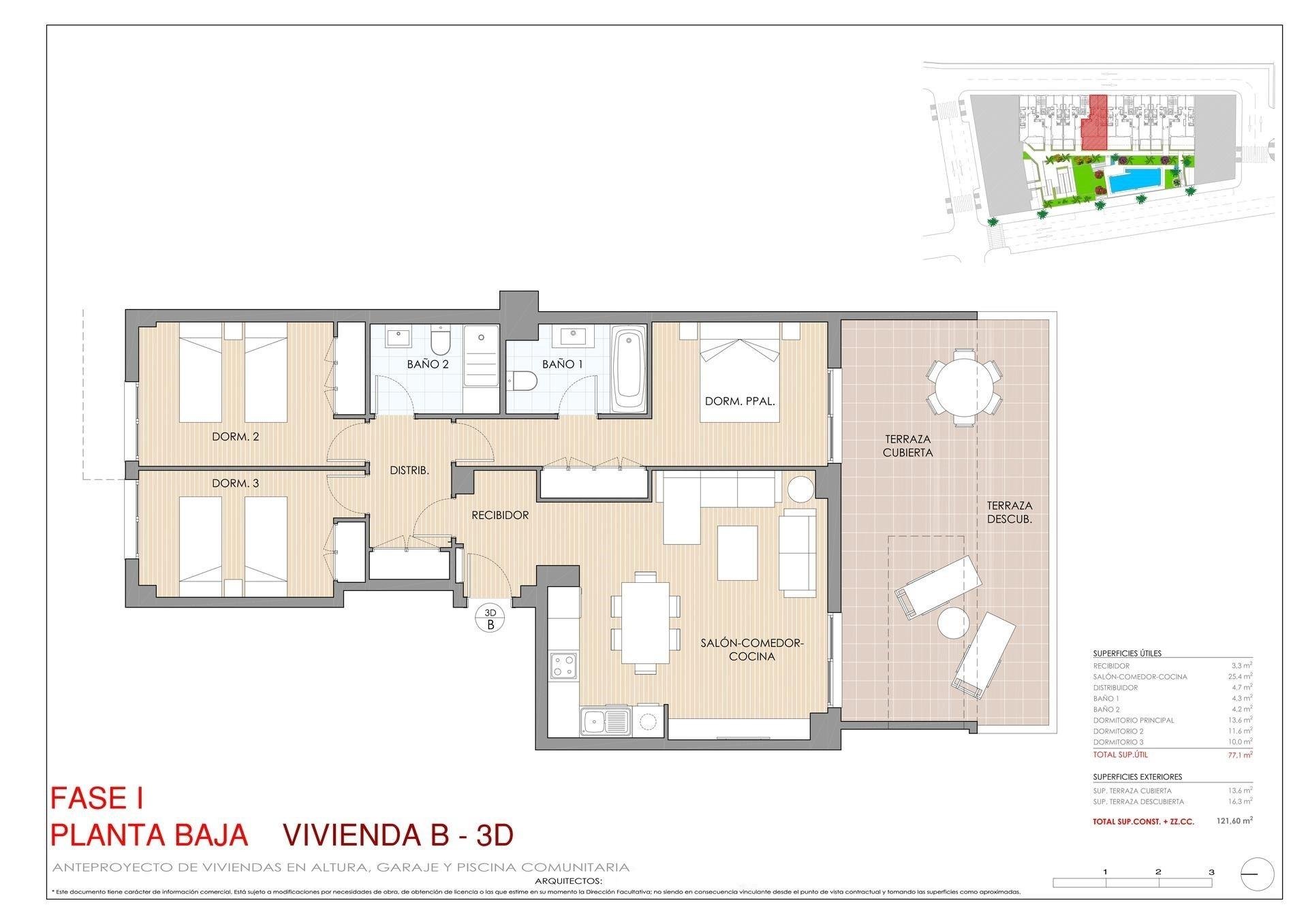 Квартира в Агилас, Мурсия, Испания 3 спальни, 121м2 №111202