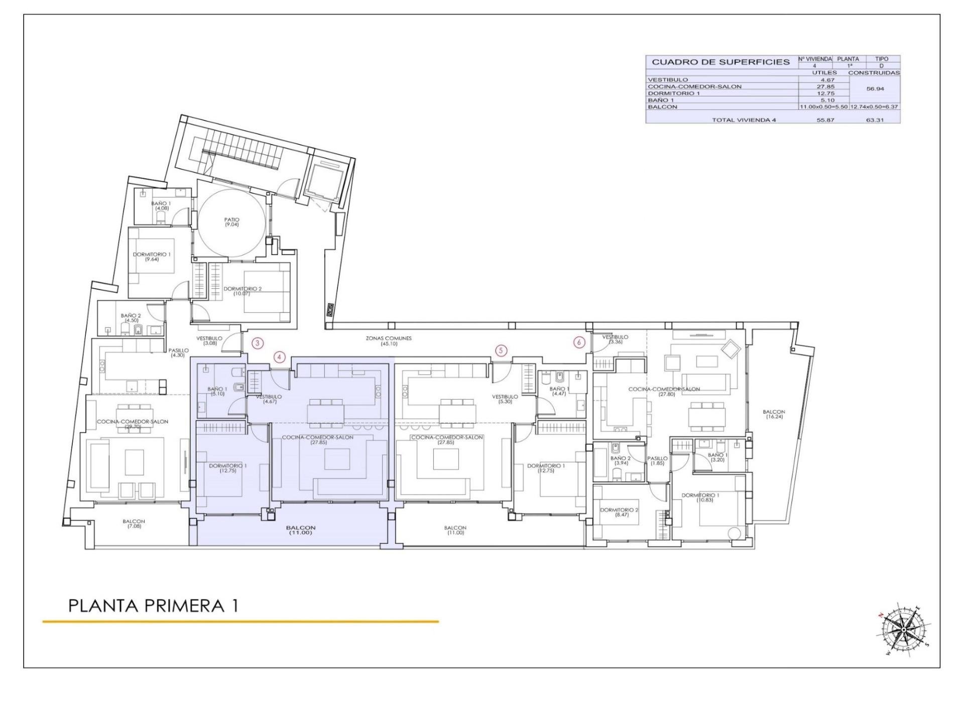 Huoneisto Torrevieja, Alicante, Espanja 1 makuuhuone, 64 m2 No. 142317