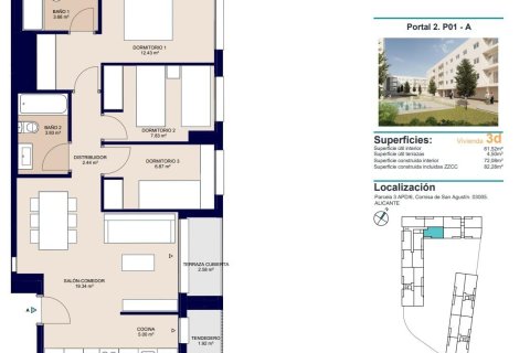 Apartment for sale in Alicante, Spain 3 bedrooms, 88 sq.m. No. 195547 - photo 12