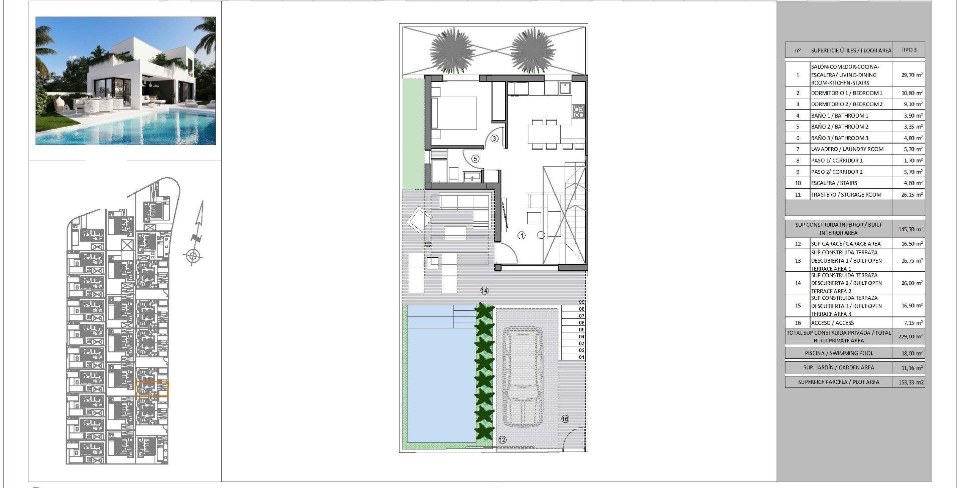 Villa i Finestrat, Alicante, Spanien 3 sovrum, 212 kvm. Nr. 112520