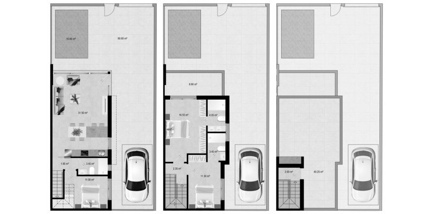 Townhouse floor plan «3BR-2», 3 bedrooms in RESIDENCIAL CARMEN VI