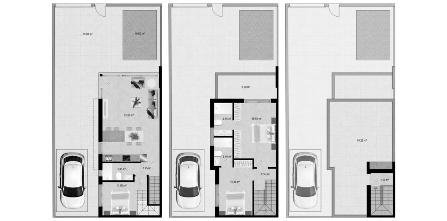 Townhouse floor plan «3BR-1», 3 bedrooms in RESIDENCIAL CARMEN VI