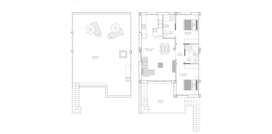 Bungalow floor plan «2BR-1», 2 bedrooms in VILLAS DON PEDRO 4