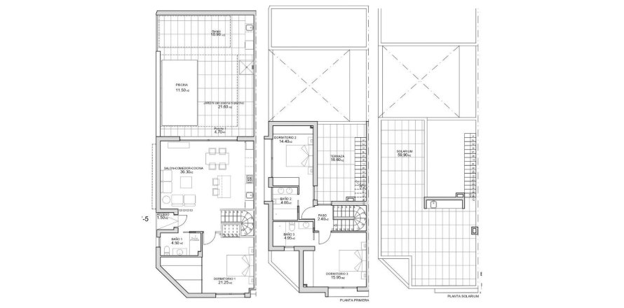 Townhouse floor plan «3BR-2», 3 bedrooms in RESIDENCIAL CARMEN VII