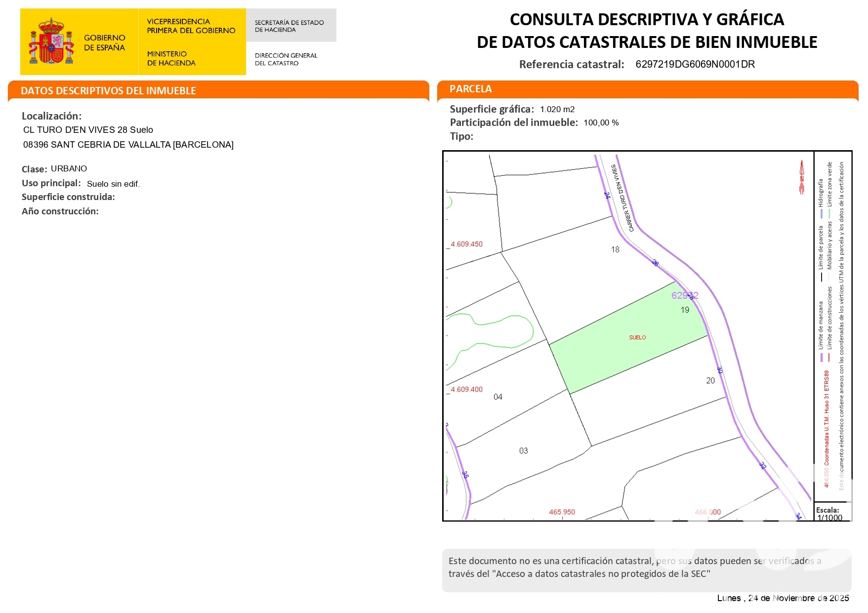 Terreno a Sant Cebria De Vallalta, Barcelona, Spagna 1020 mq. N° 185436